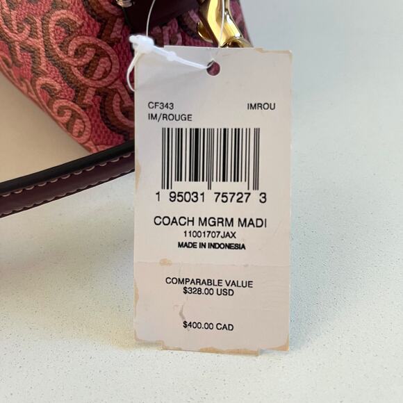 COACH NWT Monogram Madi Crossbody, Sold Out Online, Pink & Maroon - Picture 6 of 10